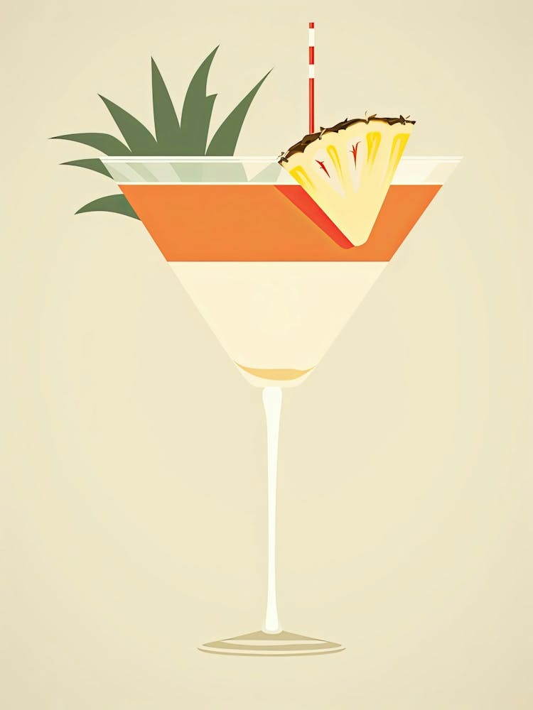 Illustration Piña Colada Floral Infusion Cocktail 2