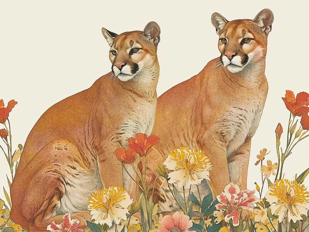 Floral Animal Illustration Puma 3