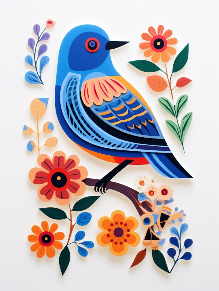 Illustration d'oiseau Scandinave Merle bleu de l'Est 2