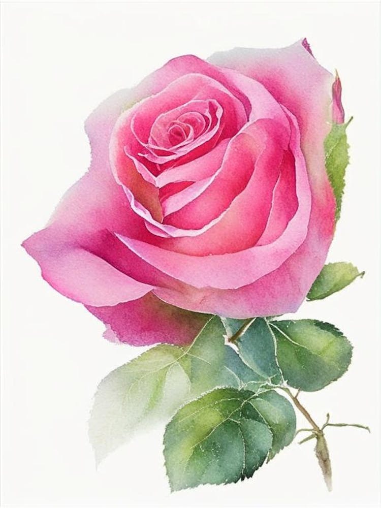 Rose Wildflower Watercolour 1