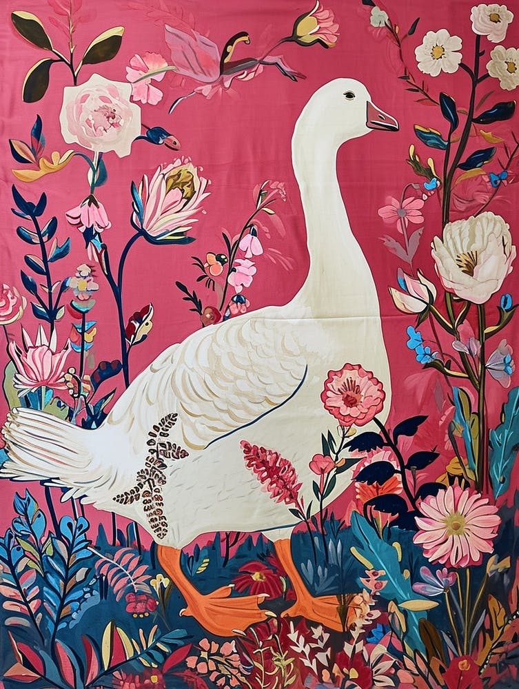 Floral Animal Painting Goose 3