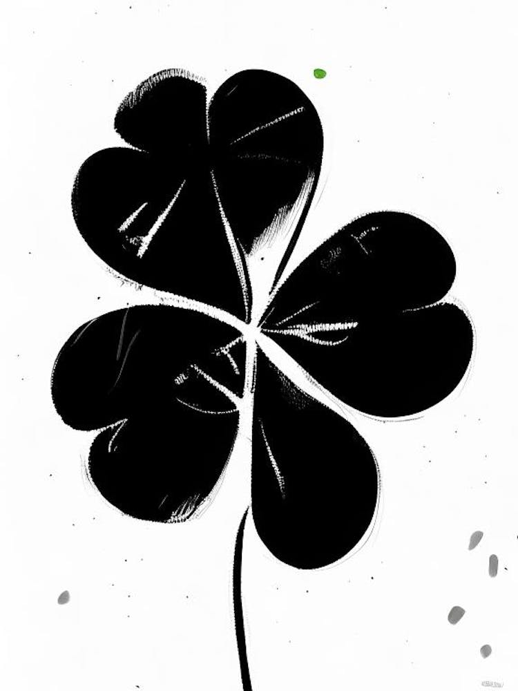 Four Leaf Clover Symbol Black And White Painting