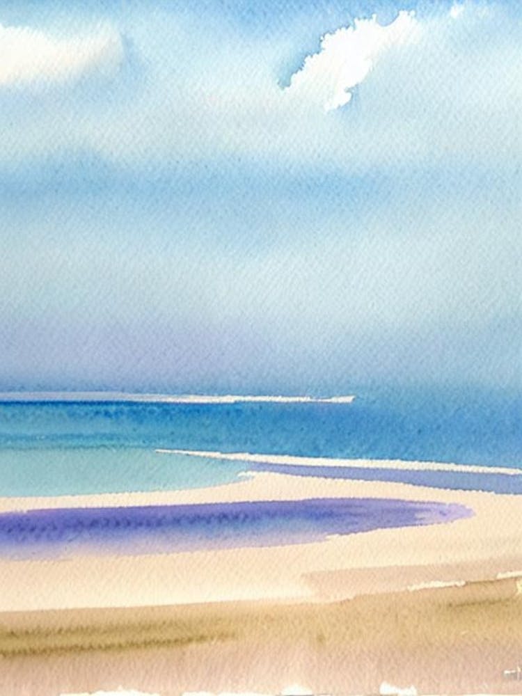 Camber Sands, East Sussex Watercolour