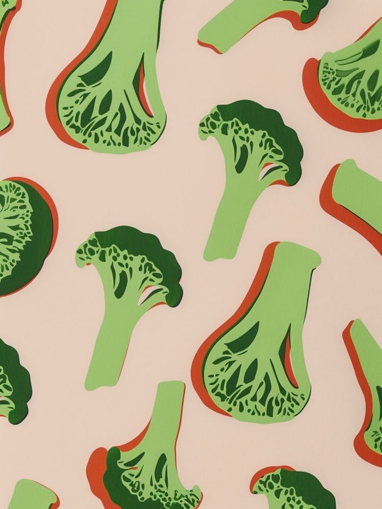 Broccoli Pink & Green Pattern 2