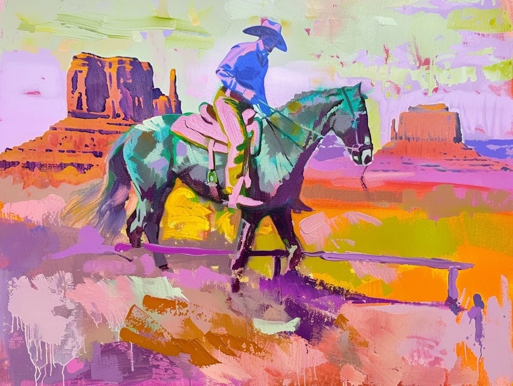 Neon Cowboy In Monument Valley Arizona 2 Painting