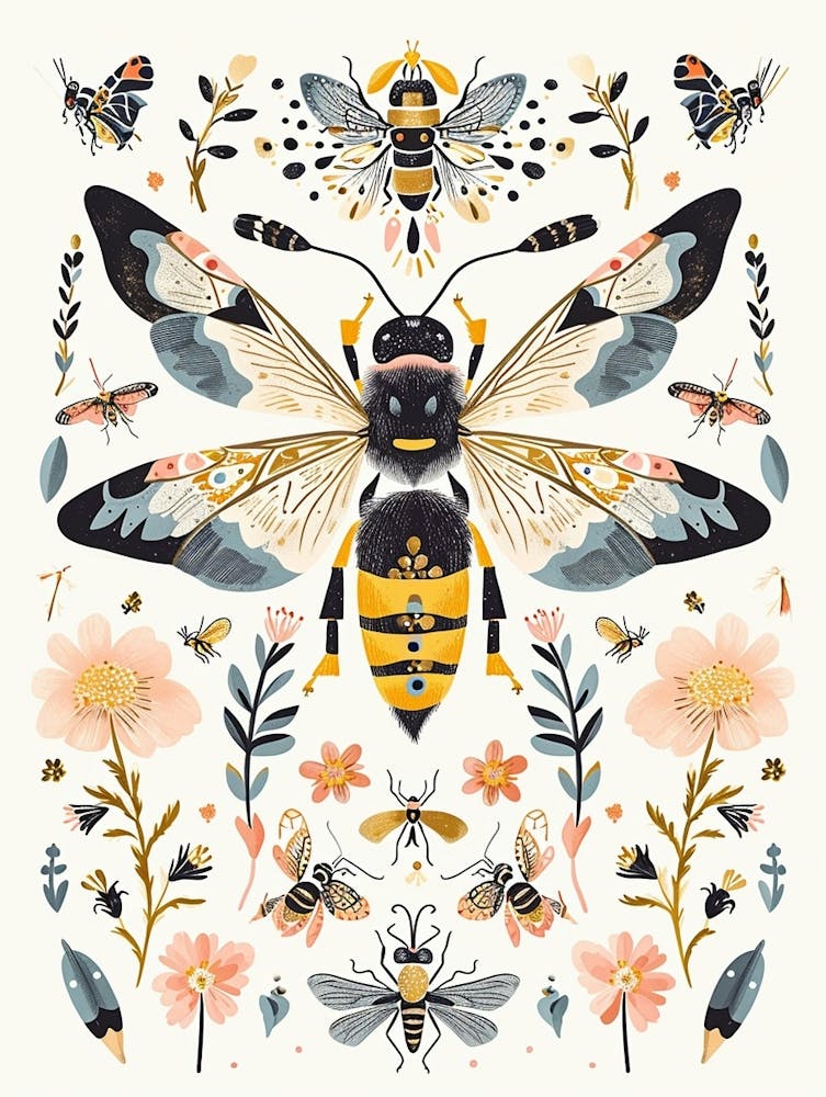 Colourful Insect Illustration Hornet 12