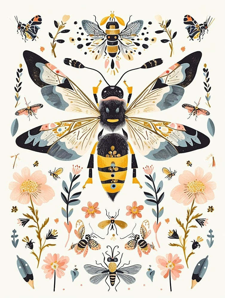 Colourful Insect Illustration Hornet 12