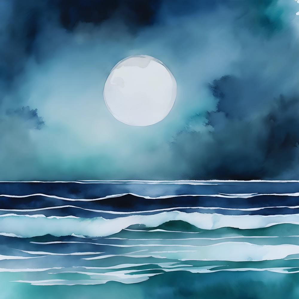Full Moon Over The Ocean