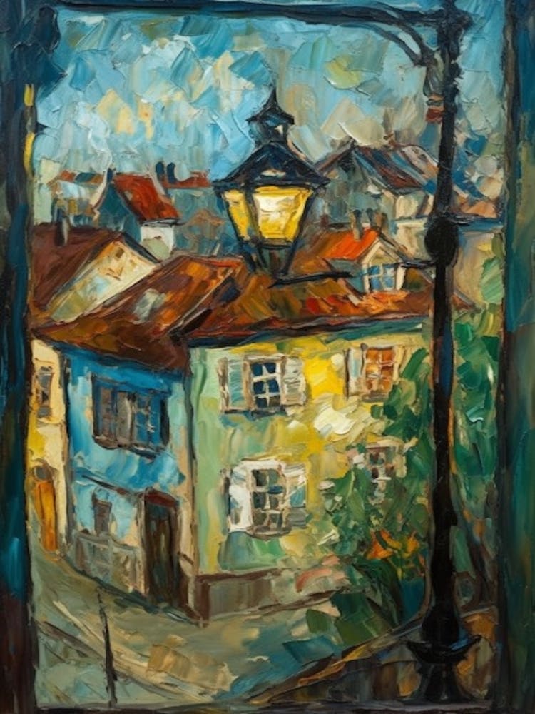 Window View Of Prague In The Style Of Expressionism 1