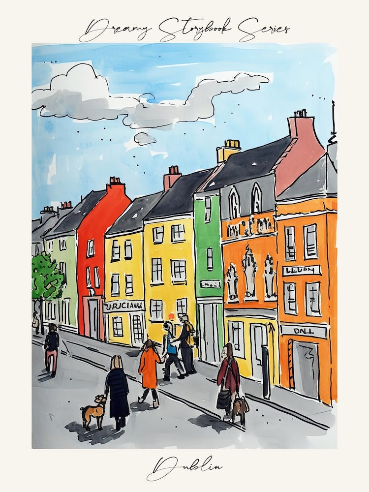 Poster Of Dublin, Dreamy Storybook Illustration 3