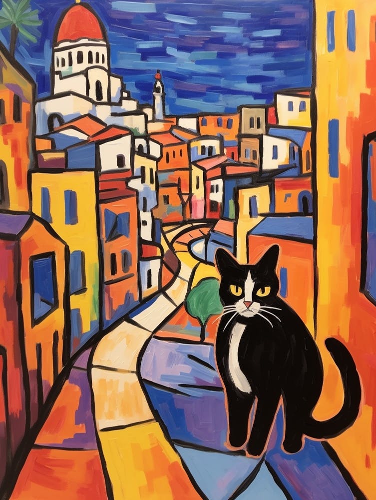 Painting Of A Cat In Rome Italy 3