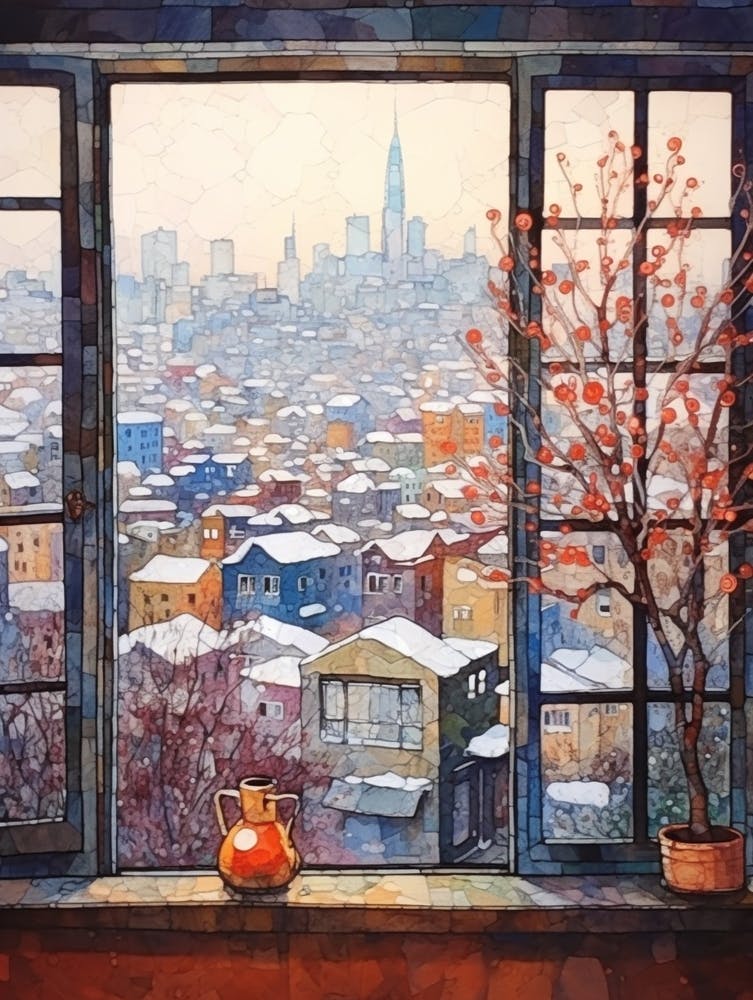 Winterliche Stadtlandschaft Seoul South Korea 1