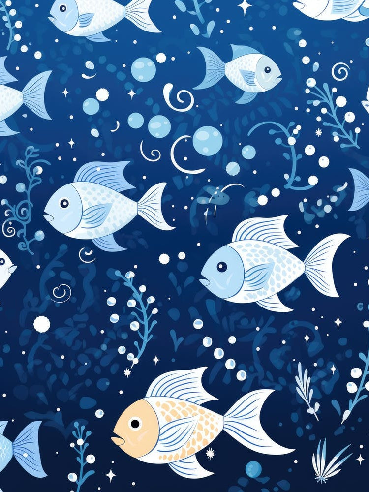 Seamless Pattern With Fishes