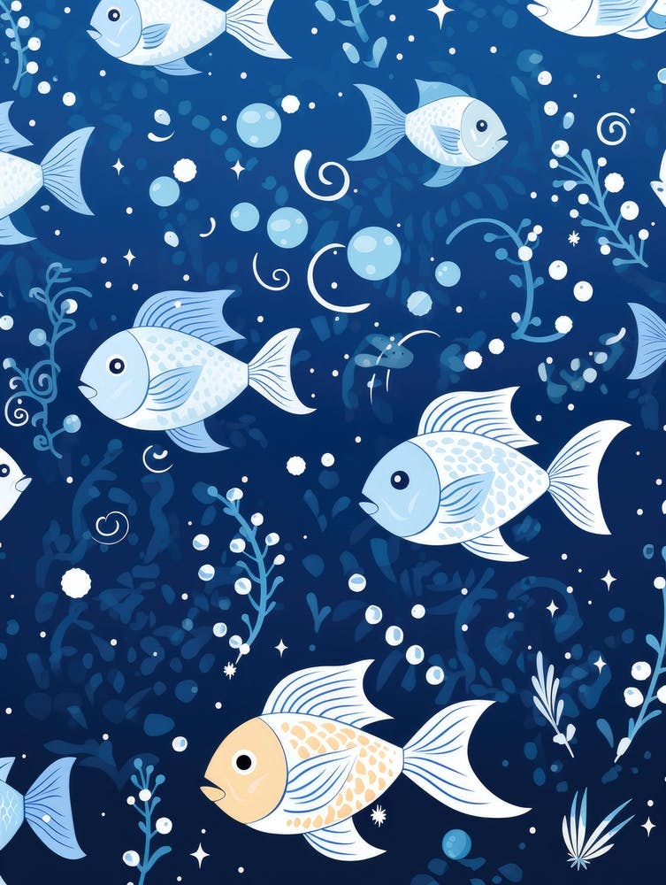 Seamless Pattern With Fishes