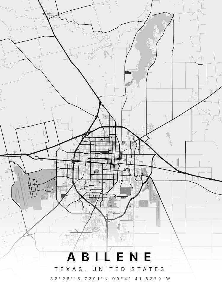 Abilene Texas United States White Map