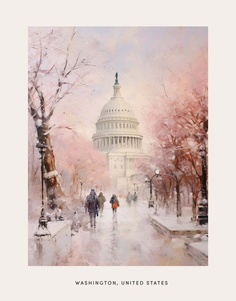 Dreamy Winter Painting Poster Washington Dc Usa 1