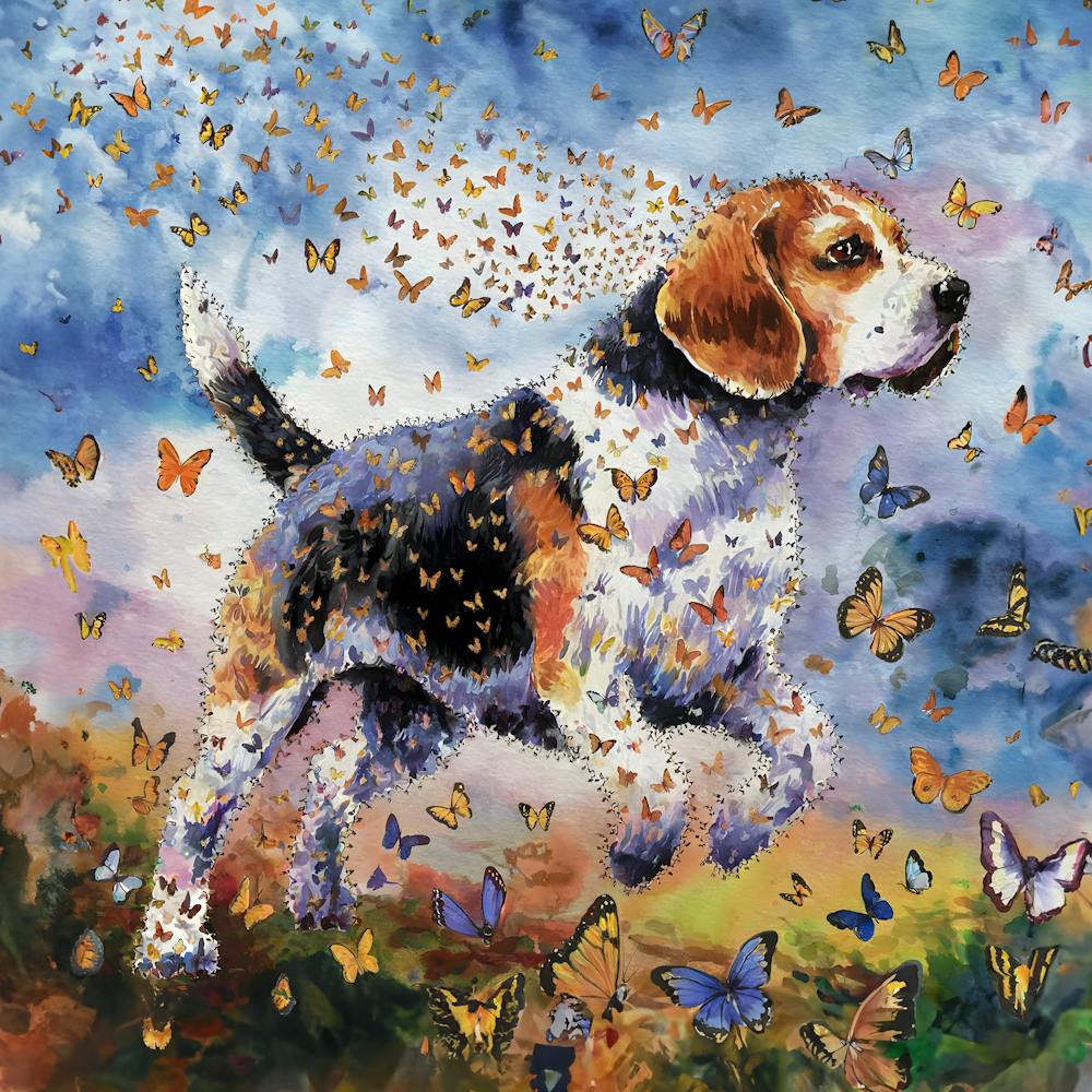 Beagle With Butterflies