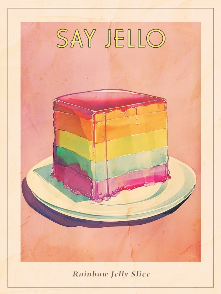 Rainbow Jelly Slice Retro Illustration Poster