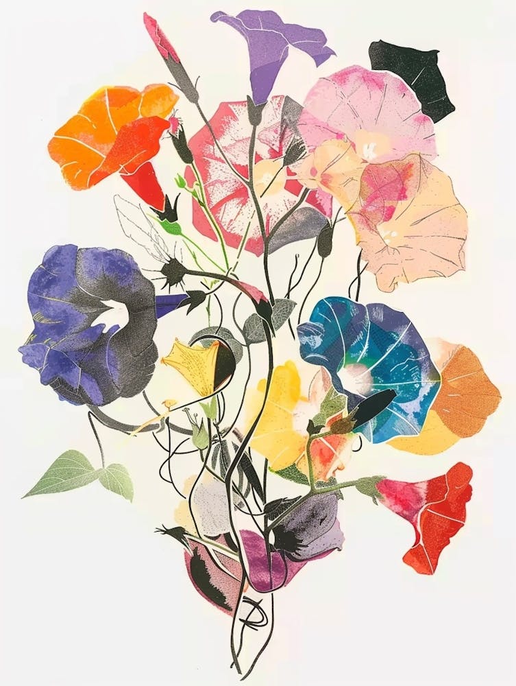 Morning Glory 1 Collage Flower Bouquet