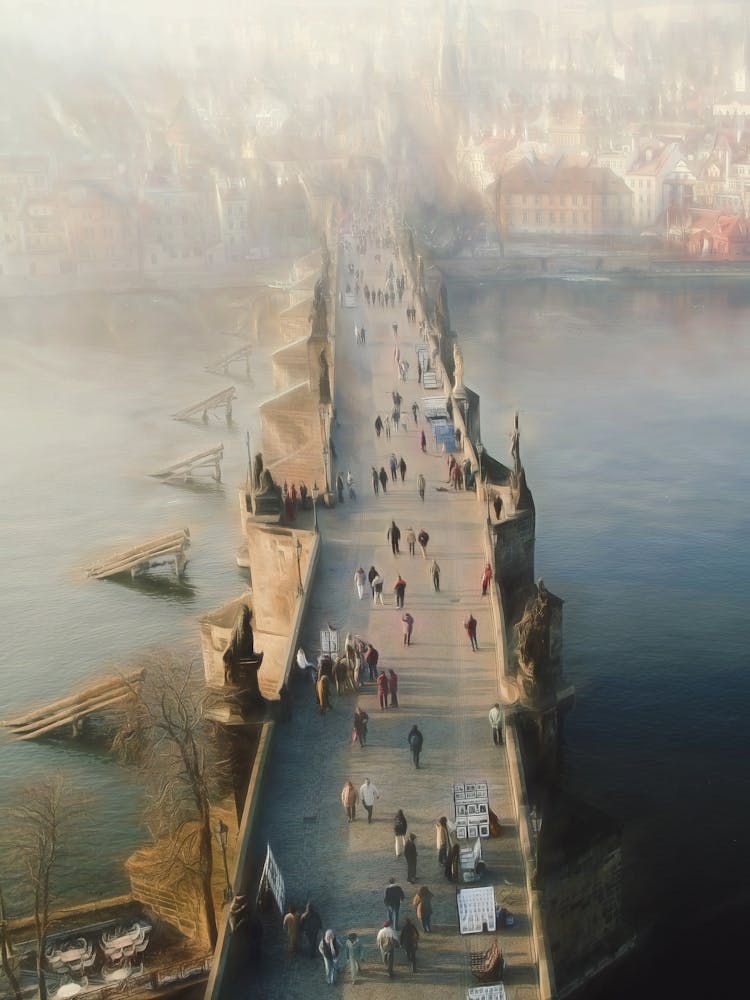 Charles Bridge Winter In Prague
