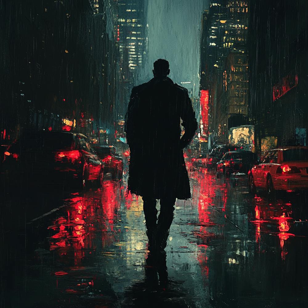 Man Walking In The Rain