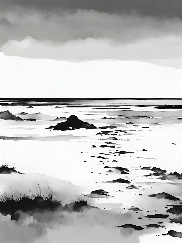 Black And White Of A Beach