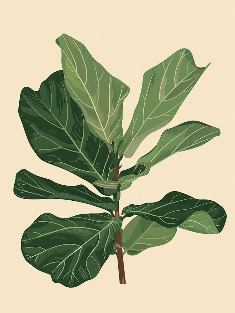 Fiddle Leaf Fig Plant Minimalist Illustration 8
