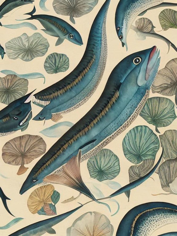 Frilled Shark Vintage Graphic Watercolour