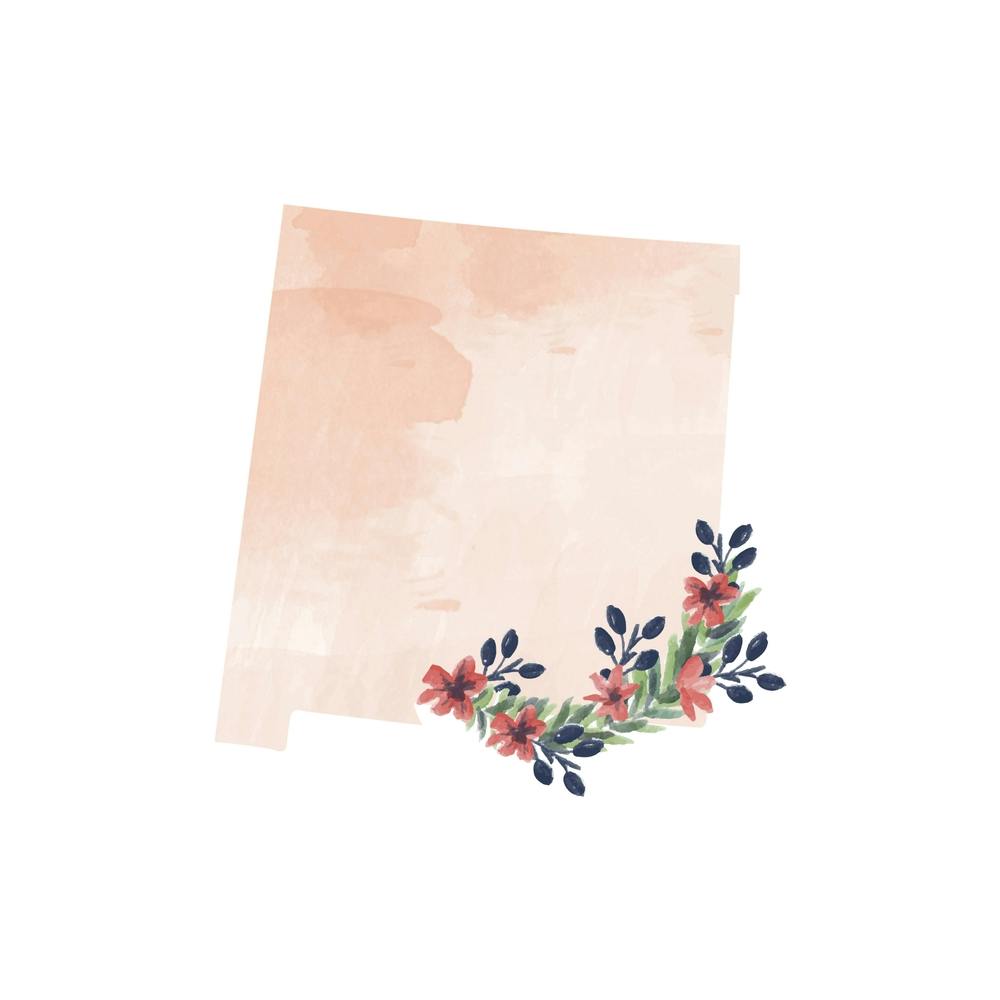 New Mexico Watercolor Floral State