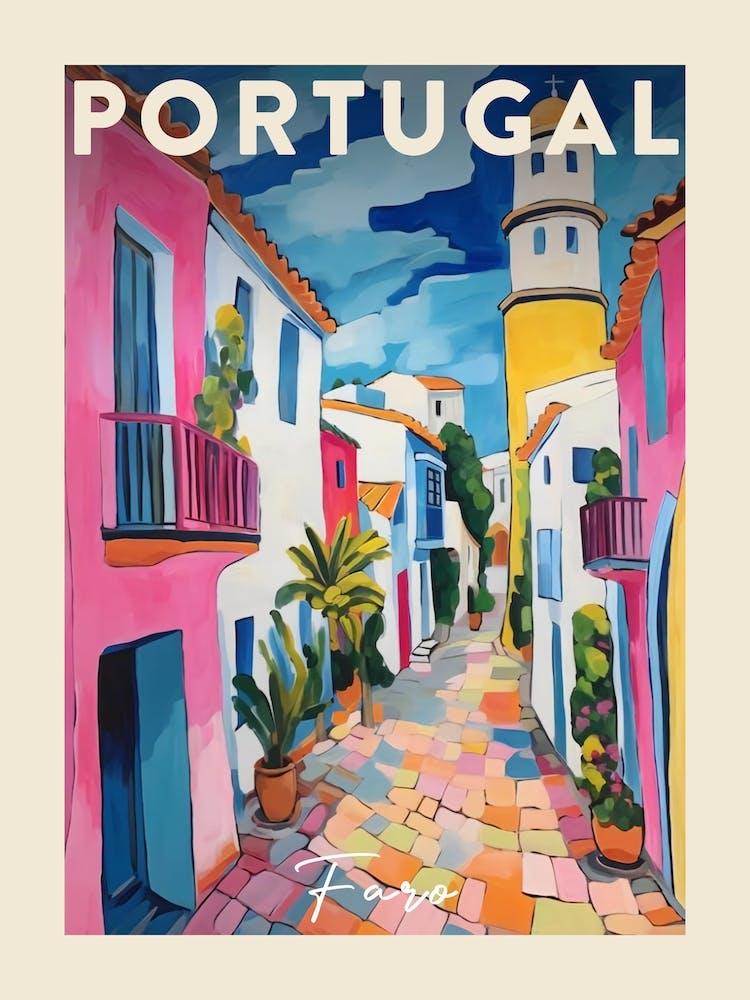 Faro Portugal 3 Fauvist Painting  Travel Poster