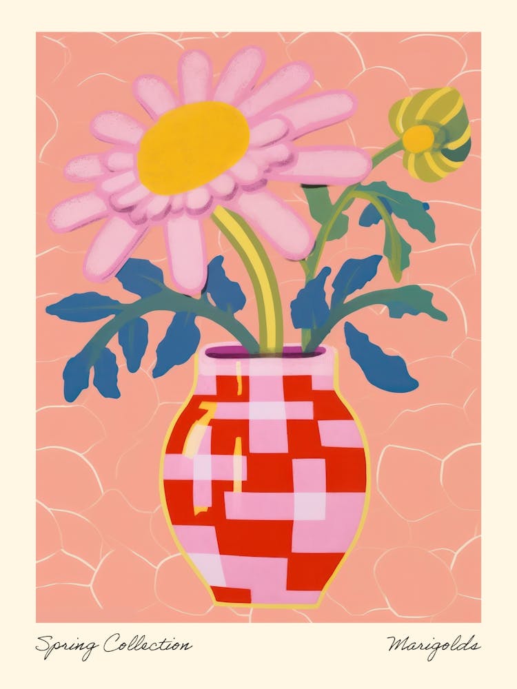 Spring Collection Marigolds Flower Vase 4