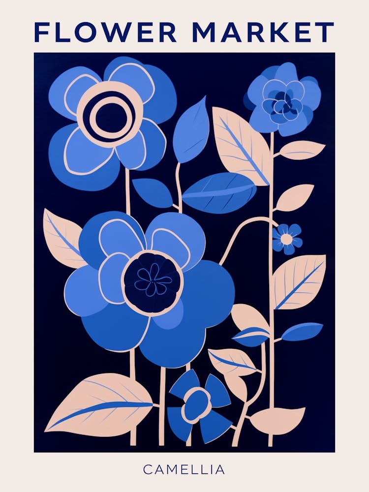 Blue Flower Market Poster Camellia 1