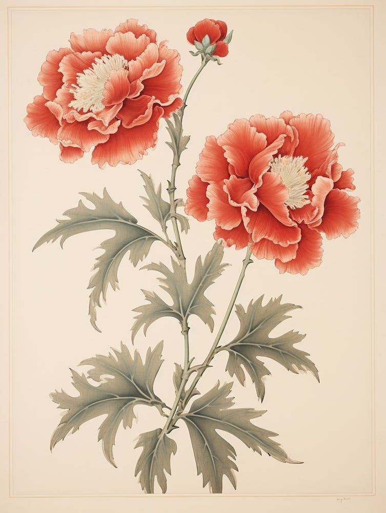 Botan Peony 2 Vintage Japanese Botanical