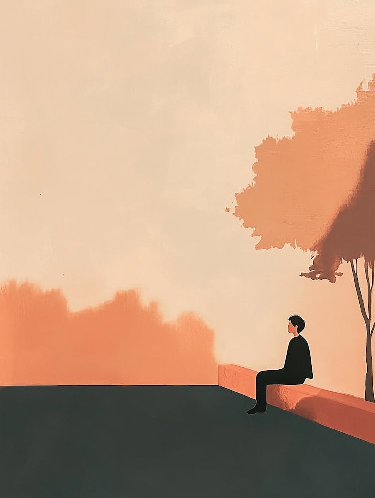 Man Sitting By A Tree