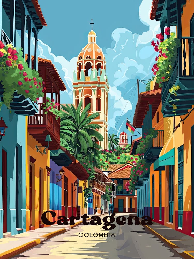 Cartagena Colombia Streetview Travel Art