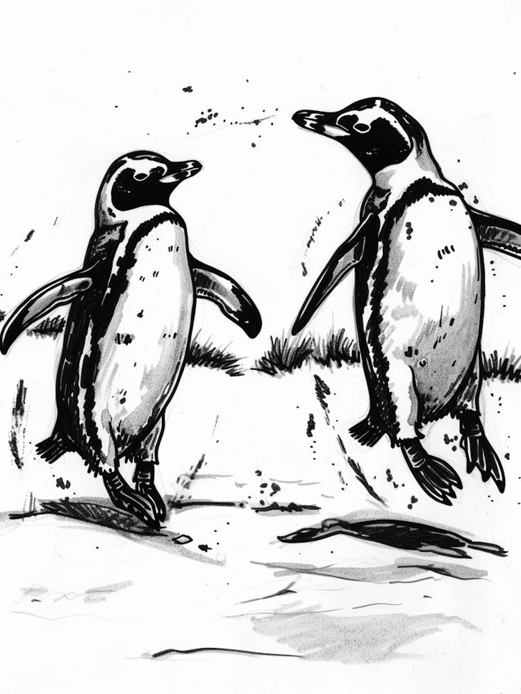 King Penguin Chasing Each Other 1