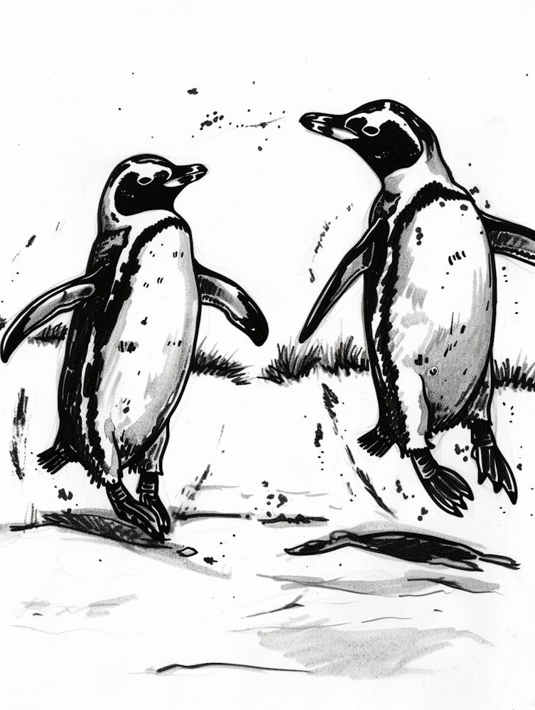 King Penguin Chasing Each Other 1