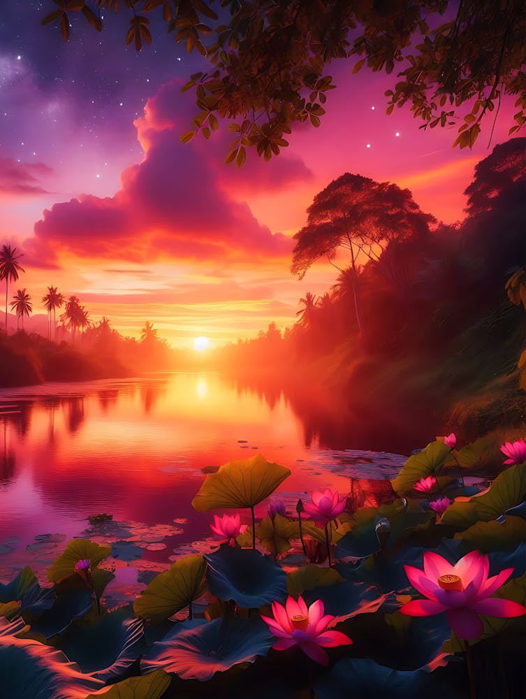 Magnifique Paysage Lac aux Lotus 6