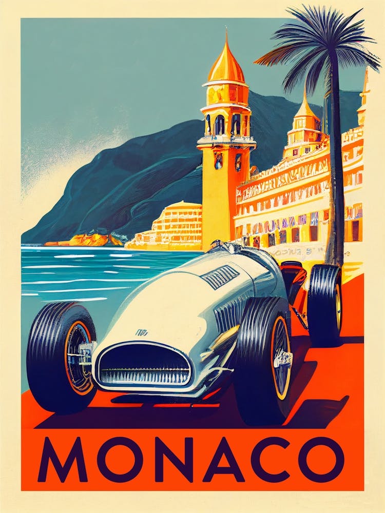 Monaco Vintage Travel Poster