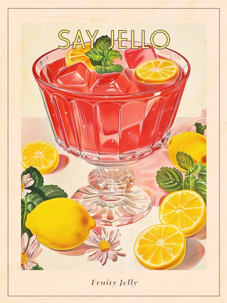 Fruity Jelly Vintage Cookbook Illustration 2 Poster