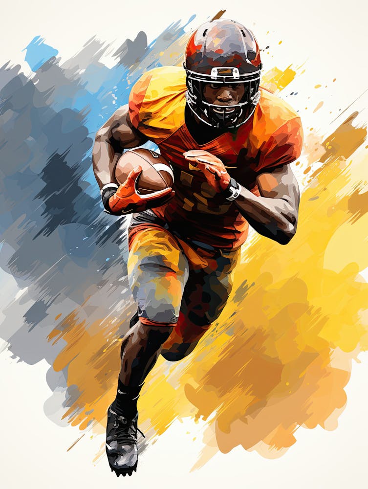 American Football Player Running 45