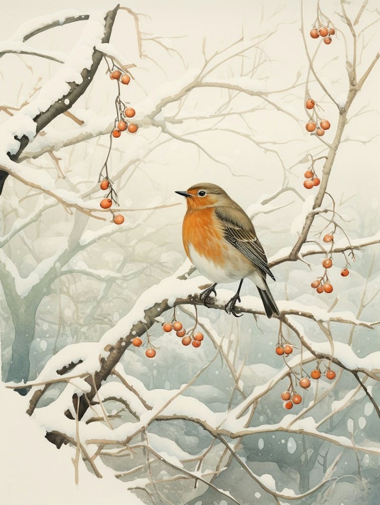 Winter Bird Painting Robin 3