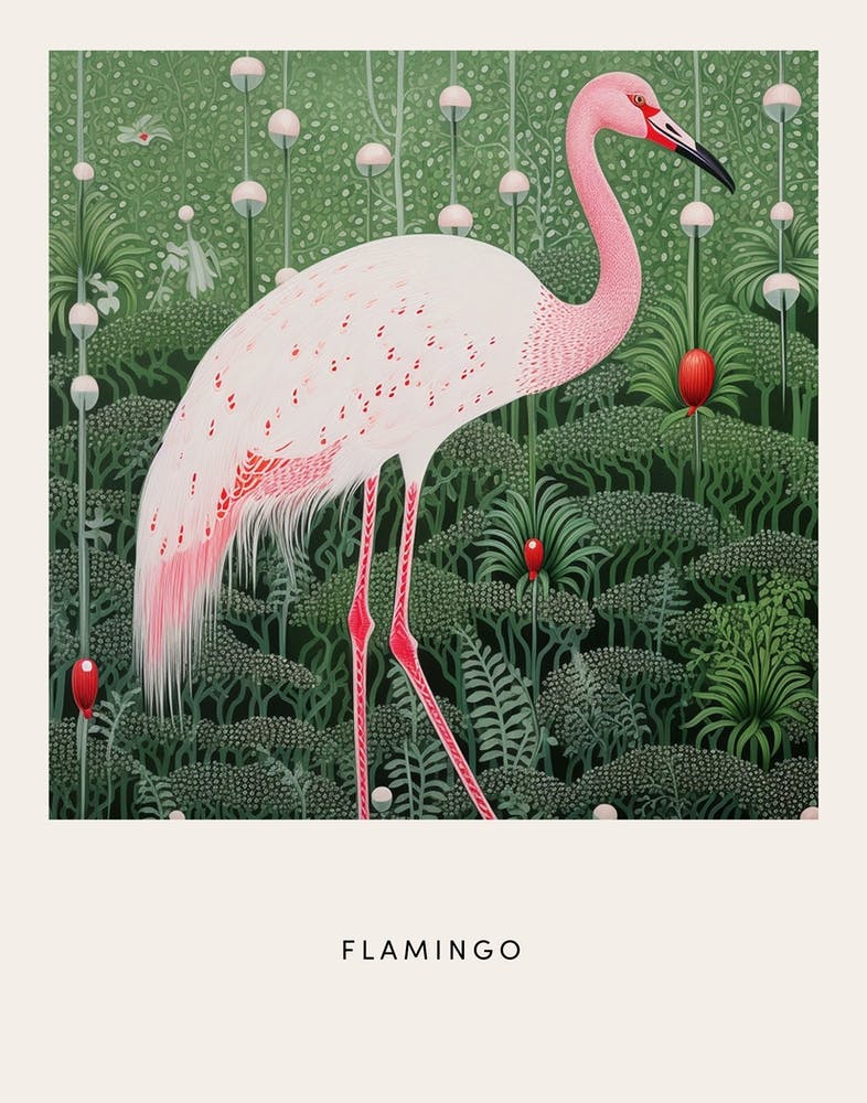 Ohara Koson Inspired Bird Painting Flamingo 2 Poster