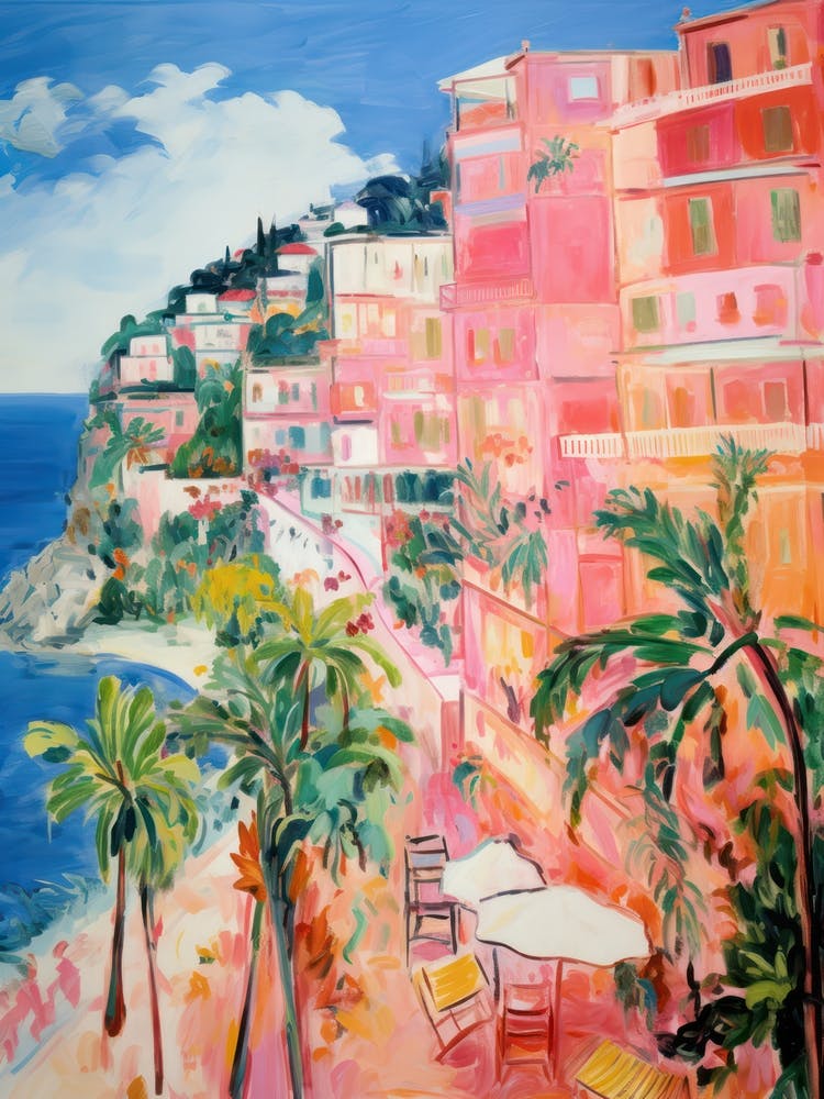 Positano, Amalfi Coast   Italy Beach Club Lido Watercolour 4