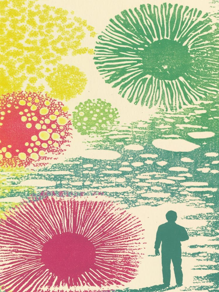 Man In Front Of A Flower Collage