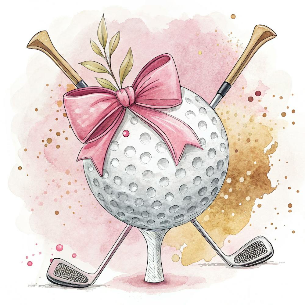 Esthétique Golf Féminine Une Balle de Golf avec un Nœud Rose
