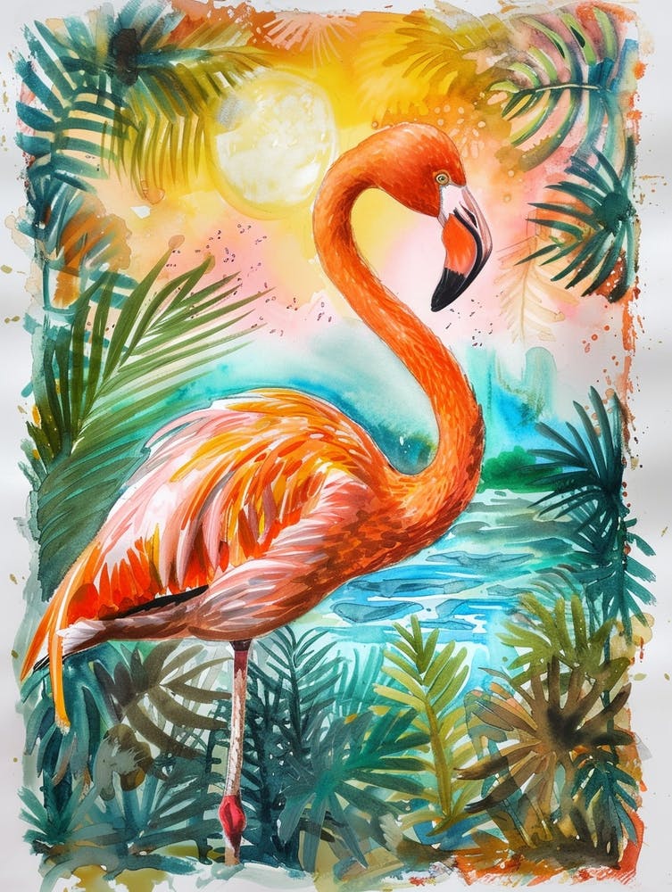 Greater Flamingo Tanzania Tropical Illustration 2
