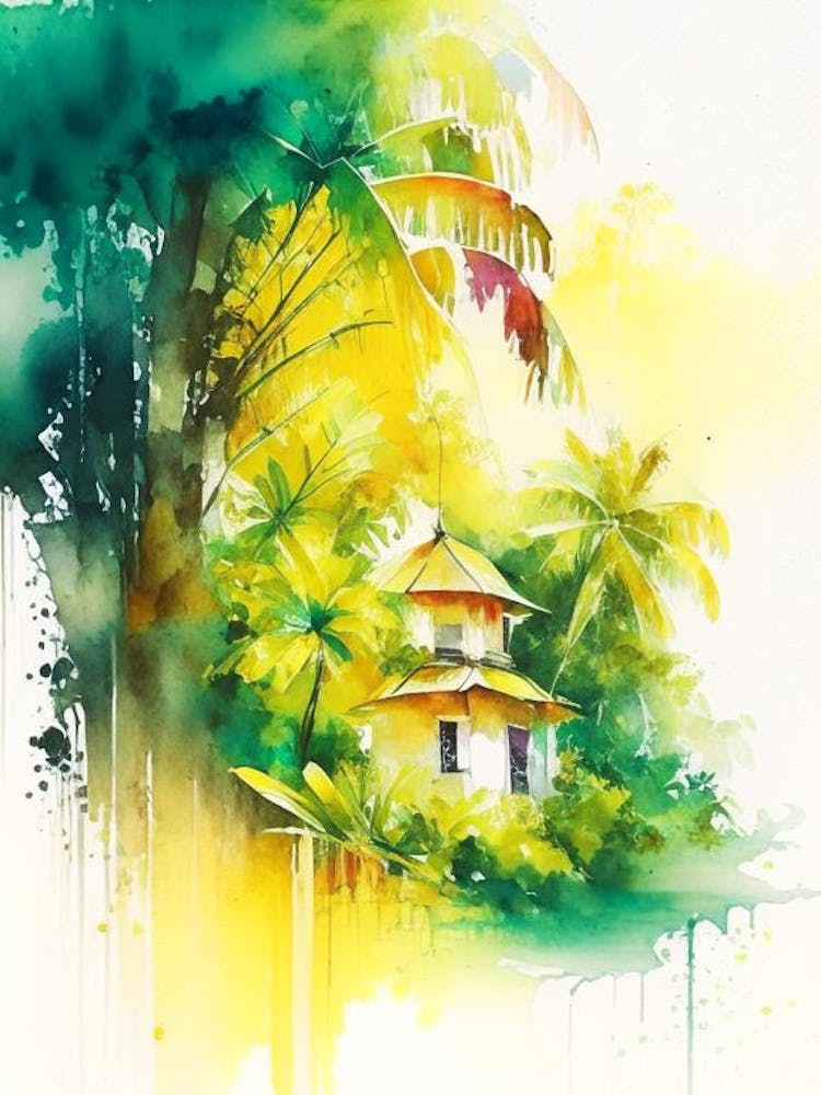 Jamaica Watercolour Pastel Tropical Destination