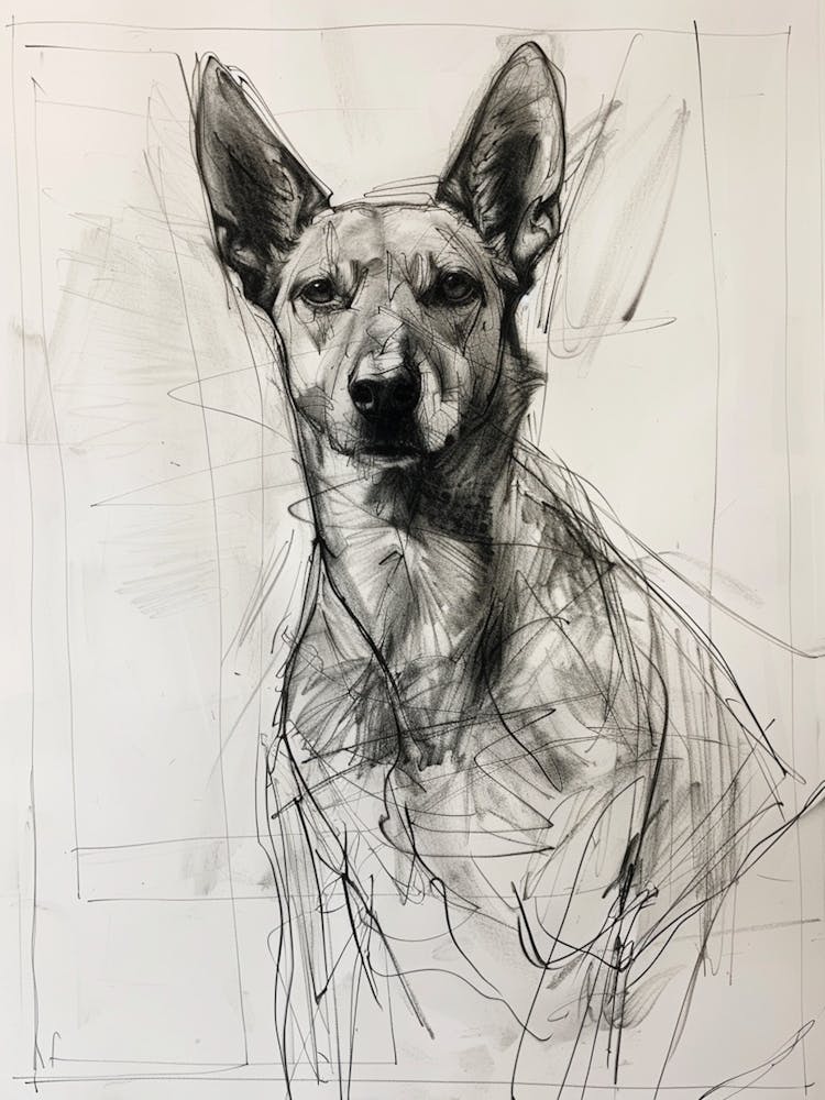 Canaan Dog Charcoal Line 1