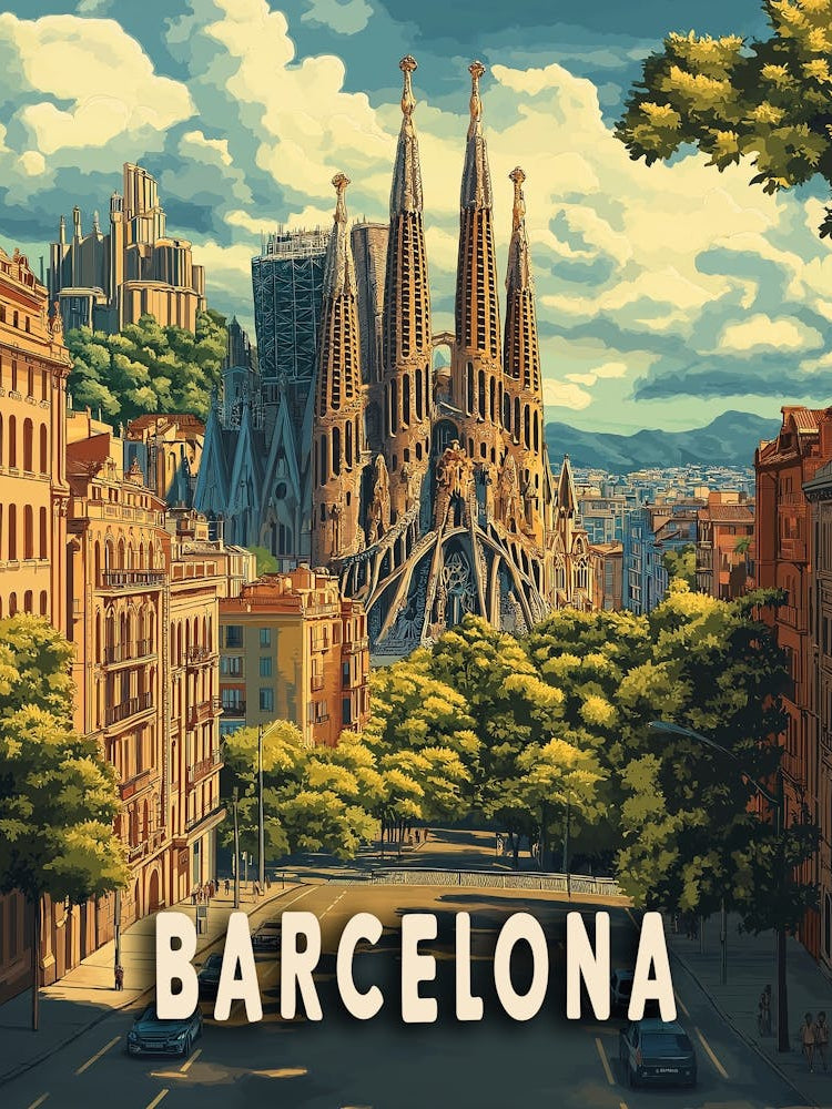 Barcelona, Spain Travel Poster